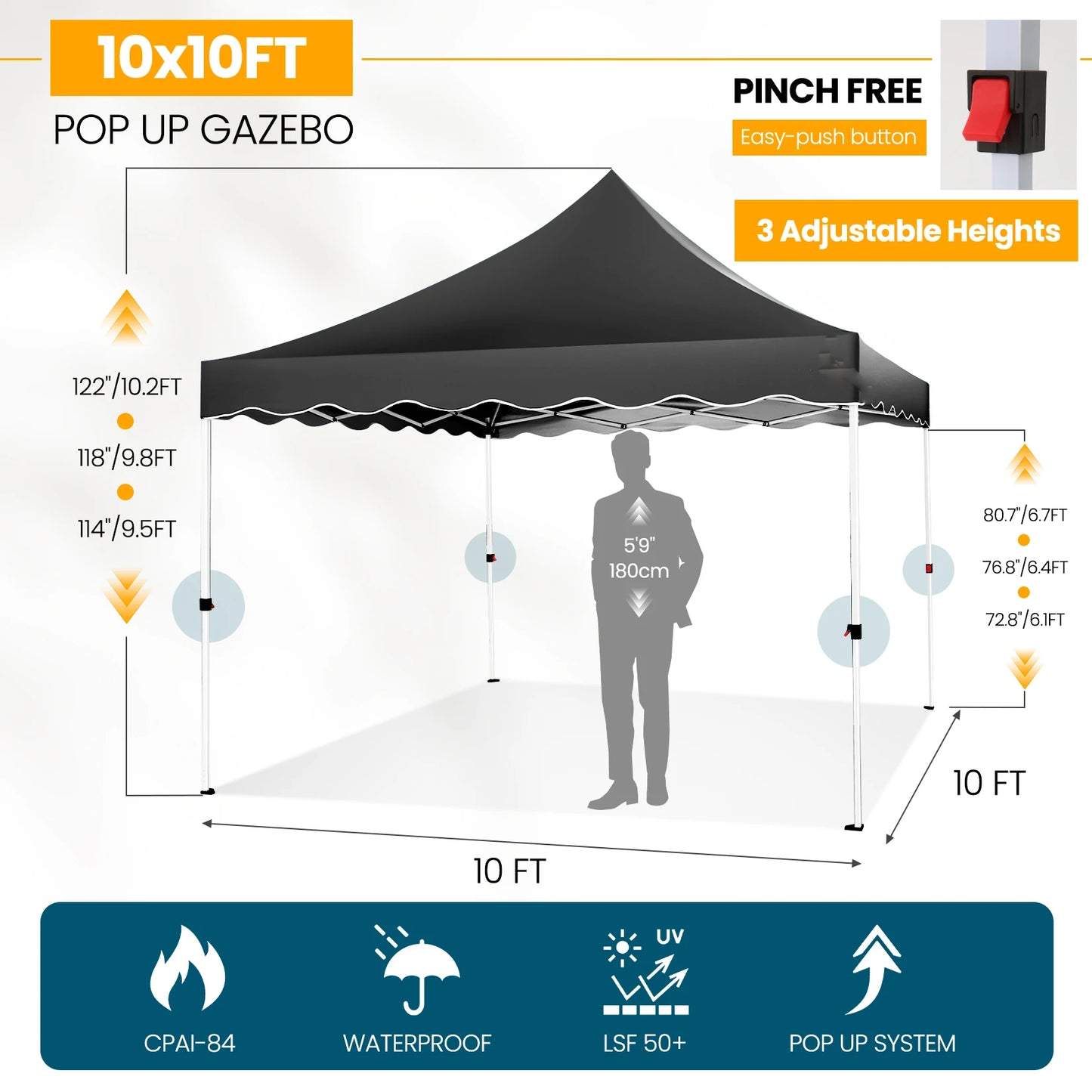 10x10 Pop Up Canopy Tent with 4 Walls & Accessories Kit Waterproof Instant Shelter for Commercial & Personal Events