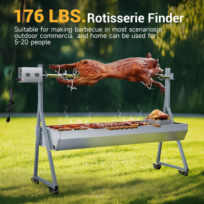 Camping Rotisserie Grill 176LBS Capacity 25W Motor Small BBQ Charcoal Roaster