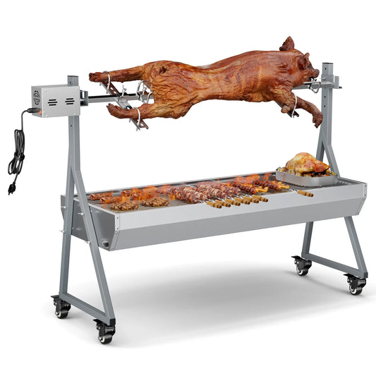 Camping Rotisserie Grill 176LBS Capacity 25W Motor Small BBQ Charcoal Roaster