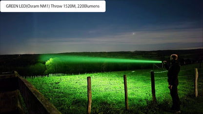 Hunting Flashlight 2200 Lumens 1184 Yards Long-Rang Rechargeable Flashlight for Night Hunting