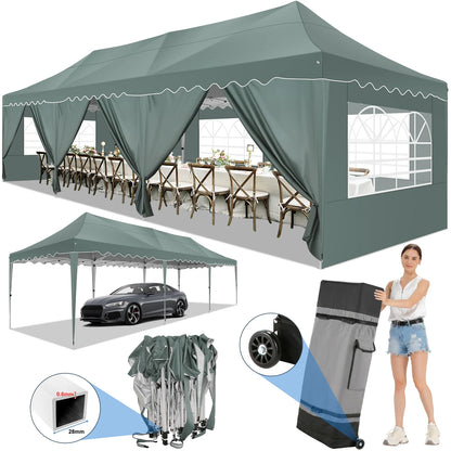 10x30ft Event Canopy with Removable Walls, Premium Pop Up Tent with Reinforced Frame & Waterproof Cover