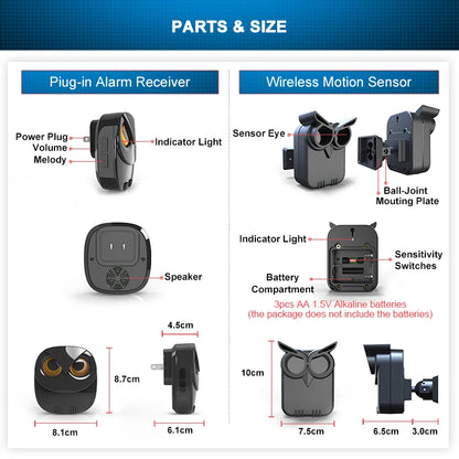 Wireless Driveway Security Alarm Waterproof Motion Detector