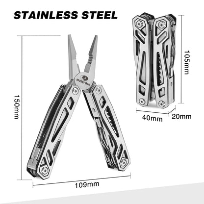 21 in 1 Multi Function Pliers Stainless Steel Portable Pocket Knife with Sheath for Outdoors Survival Camping
