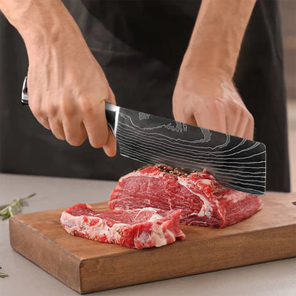 Kitchen Knives Set Laser Damascus Pattern Chef Knife Sharp Cleaver Slicing Utility Knives Tools