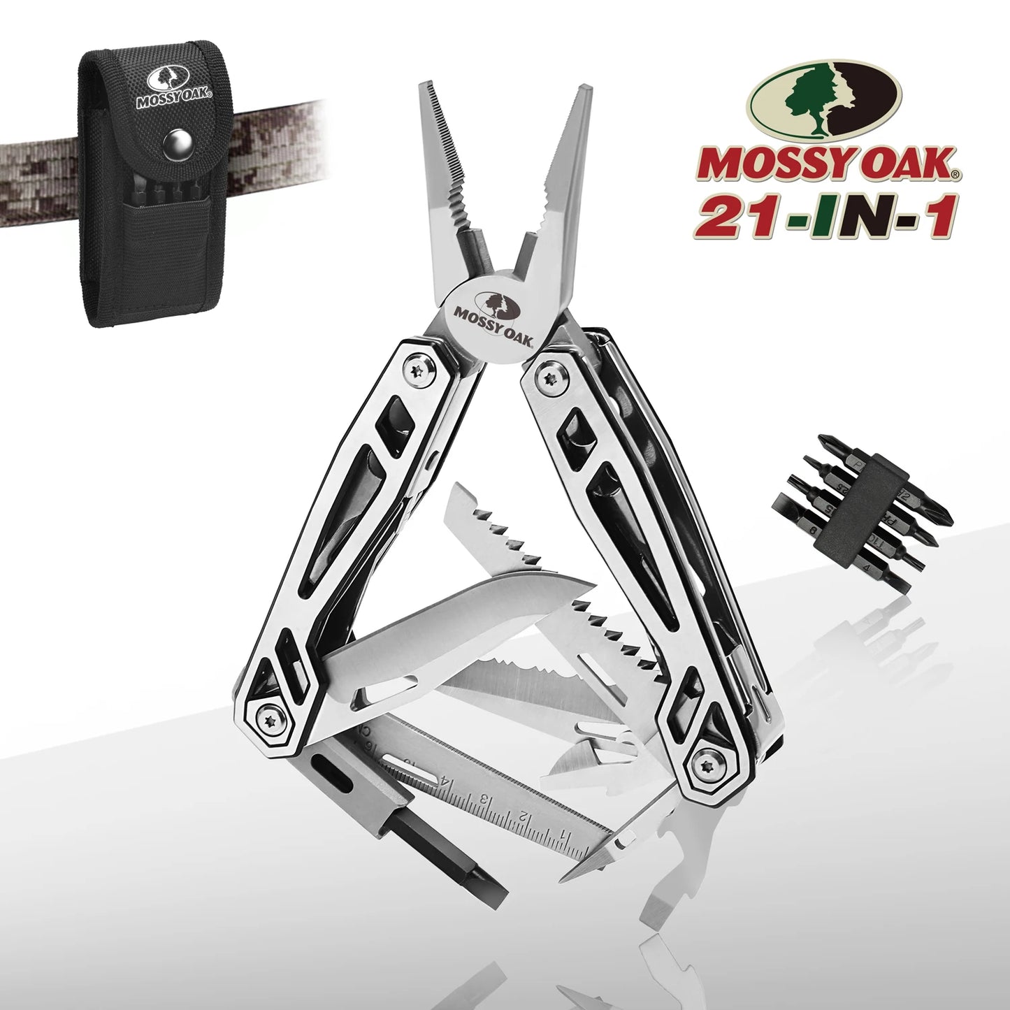 21 in 1 Multi Function Pliers Stainless Steel Portable Pocket Knife with Sheath for Outdoors Survival Camping