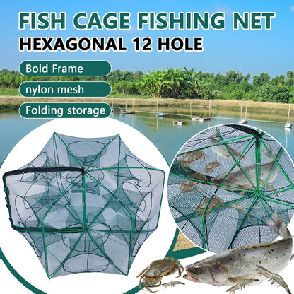 Folding cage new style fishing trap f shrimp crayfish crab fishing net nylon material