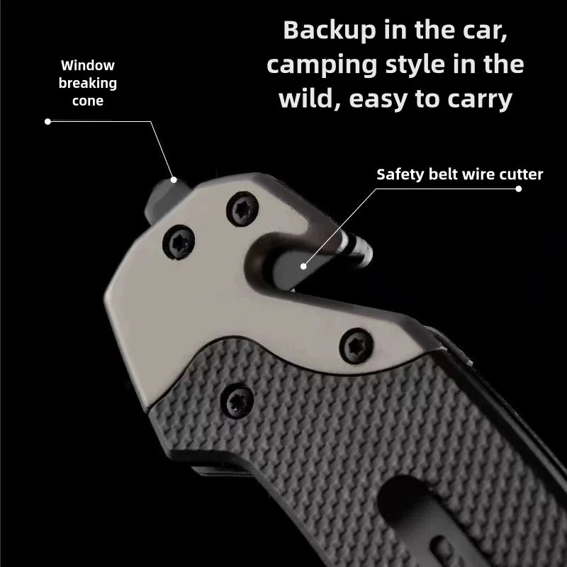 Folding knife with clip,  webbed opening and padded lock, outdoor survival camping hunting fishing knife