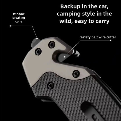 Folding knife with clip,  webbed opening and padded lock, outdoor survival camping hunting fishing knife