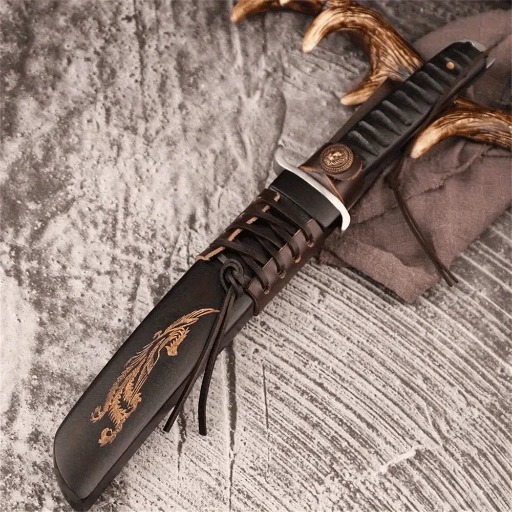 High hardness Large straight knife outdoor camping Portable tactical