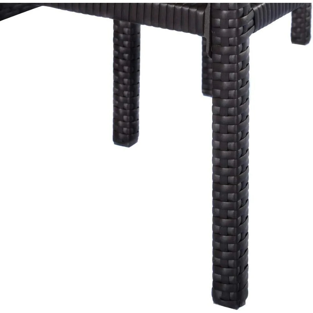 Outdoor Rattan 3-Piece Bar Set with Wicker Stools and Table Including 2 Storage Shelves.