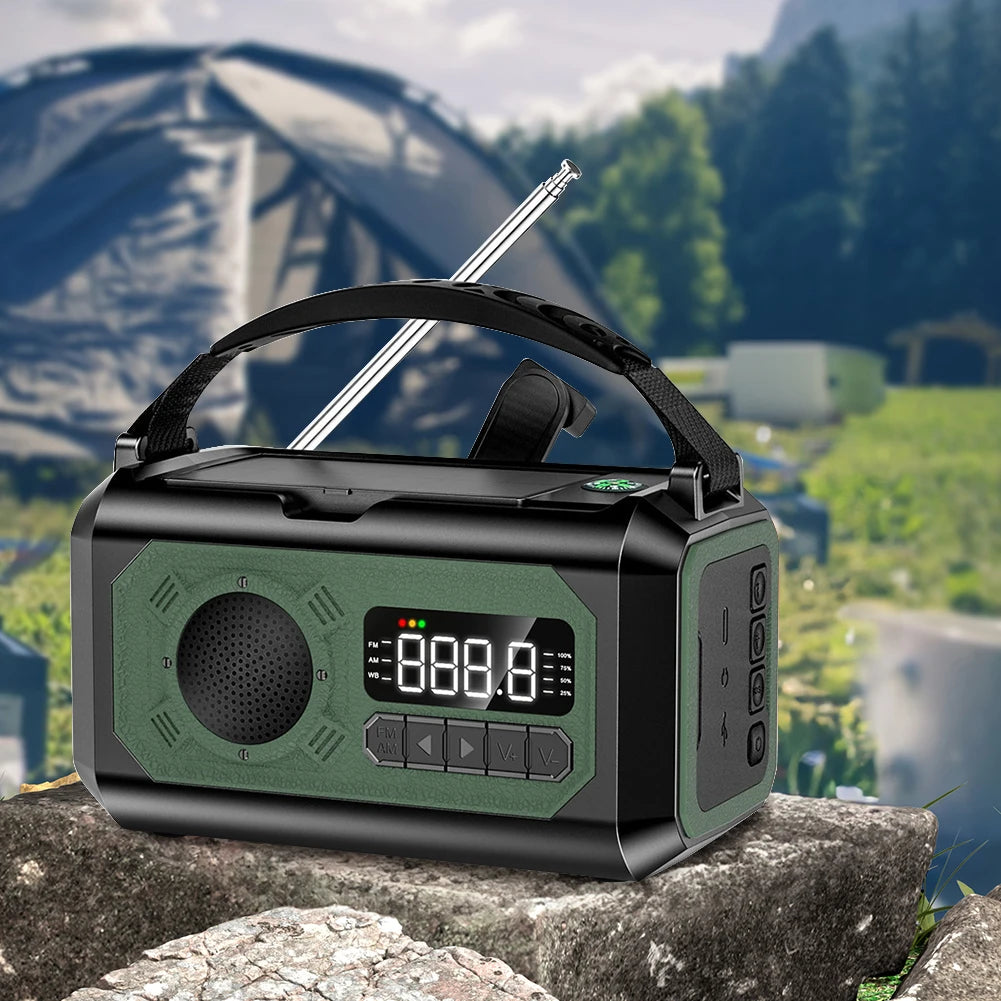 12000mAh Solar Hand Crank AM/FM/NOAA Weather Radio with 2 Solar Panels