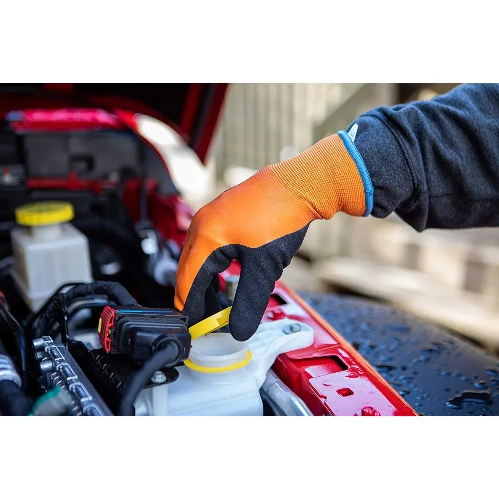 Men's winter gloves waterproof double layer latex coating, color orange, medium