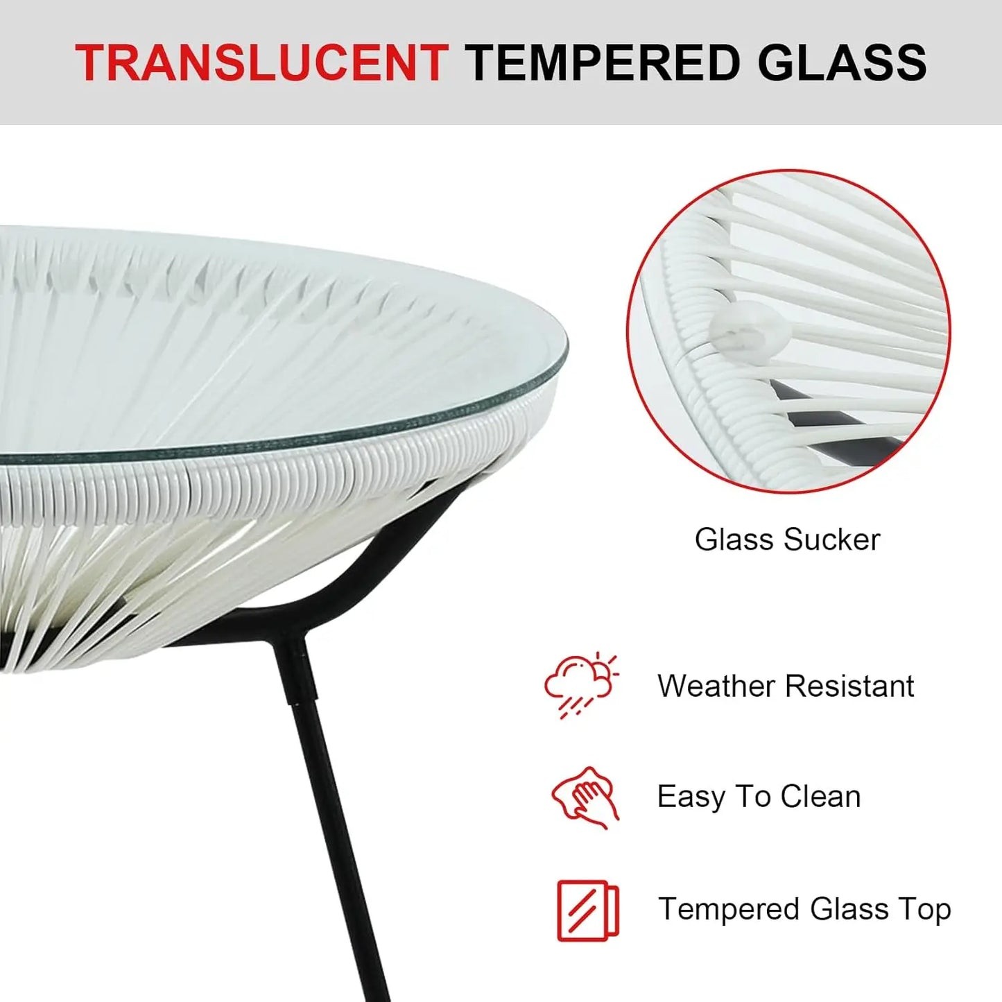 3-Piece Outdoor Wicker Furniture Set,with Tempered Glass Table.