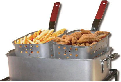 16-Inch Propane Outdoor Cooker with Aluminum Pan and 2 Frying Baskets, Multicolor