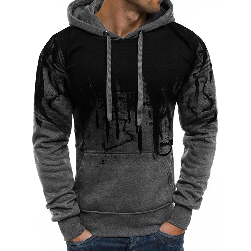 Men s  Hood Sweatshirt 3D Printed Long Sleeve Loose Hoodies with Kangaroo Pocket