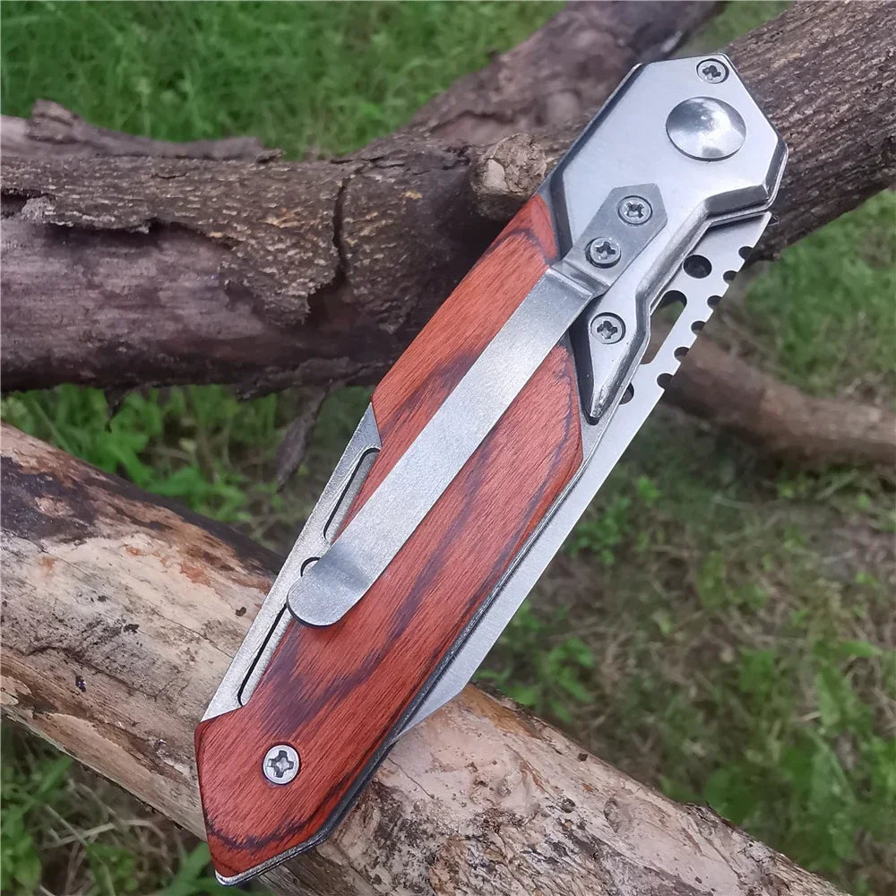 Compact Outdoor Survival Knife with 8CR15MOV Steel for Hunting, Camping