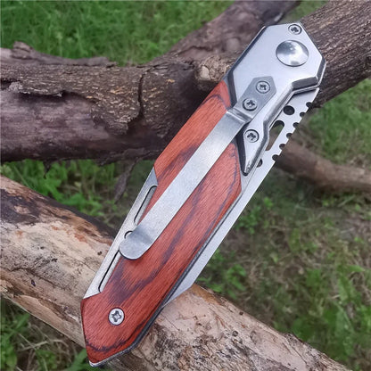 Compact Outdoor Survival Knife with 8CR15MOV Steel for Hunting, Camping