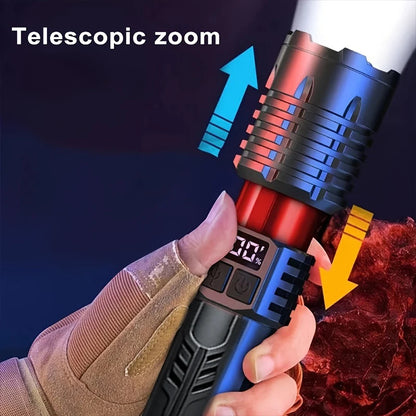 High Lumen Waterproof Tactical Flashlight - 5 Modes, Rechargeable, Durable Camping, Emergency