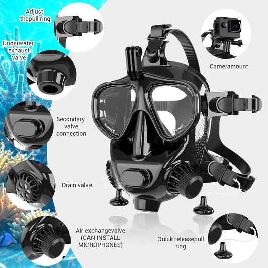 Full Face Dive Mask Support Diving & Snorkeling Scube Mask