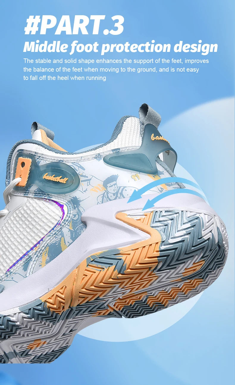 Men's basketball shoes walking and running shoes breathable and comfortable men's sports shoes trendy and fashionable basketball