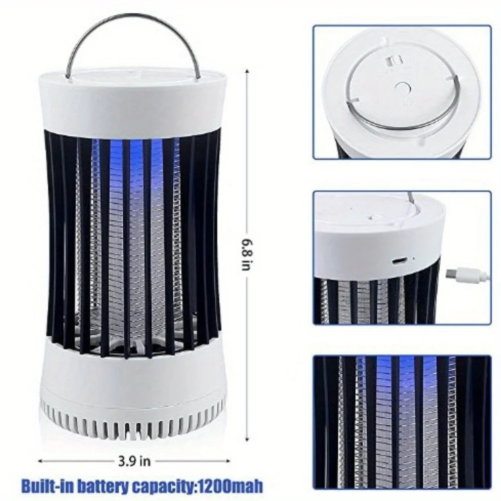 360° Electric Bug Zapper - UV/Zapping/Fan 3-in-1, 1800mAh 7H Battery|Waterproof Portable for Camping/Fishing/Indoor Pest Control