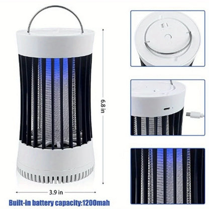 360° Electric Bug Zapper - UV/Zapping/Fan 3-in-1, 1800mAh 7H Battery|Waterproof Portable for Camping/Fishing/Indoor Pest Control