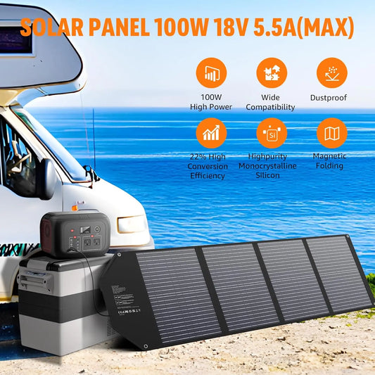 Foldable Solar Panel 100W/60W/40W Portable Waterproof Solar Charger with USB DC Output
