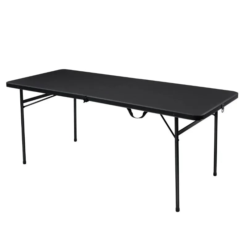 6 Foot Bi-Fold Plastic Folding Table Black Portable Table