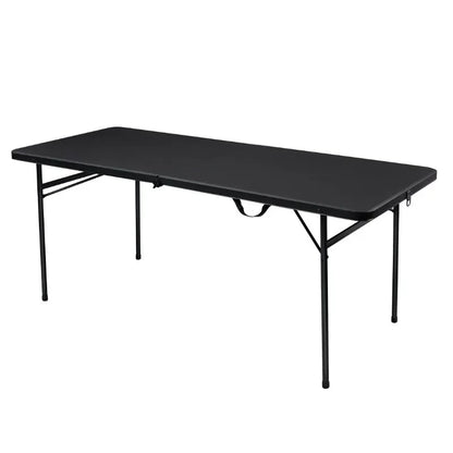 6 Foot Bi-Fold Plastic Folding Table Black Portable Table