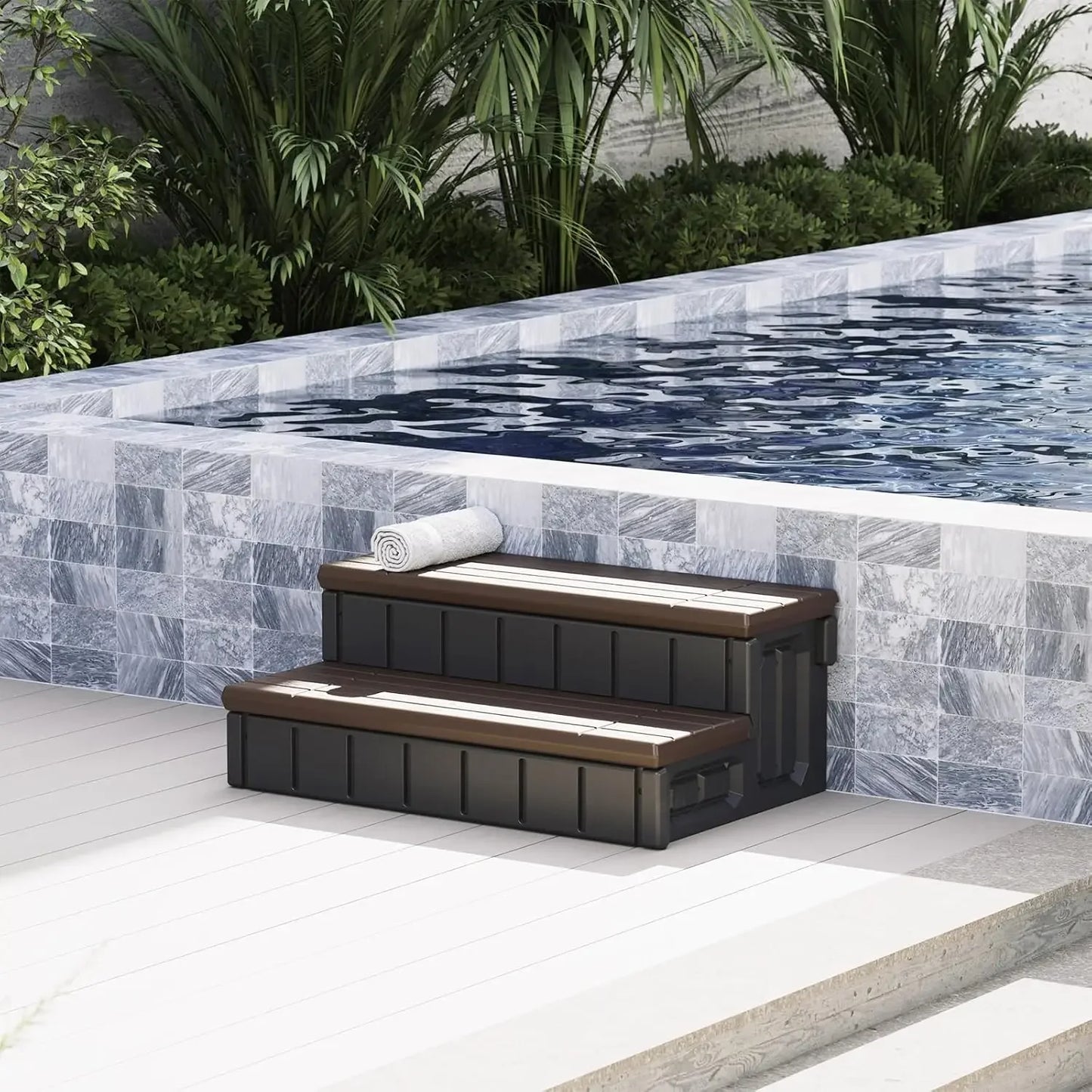 Storage Outdoor Indoor Compartment 2-Step Stool Plastic Handi Step Slip Resistant