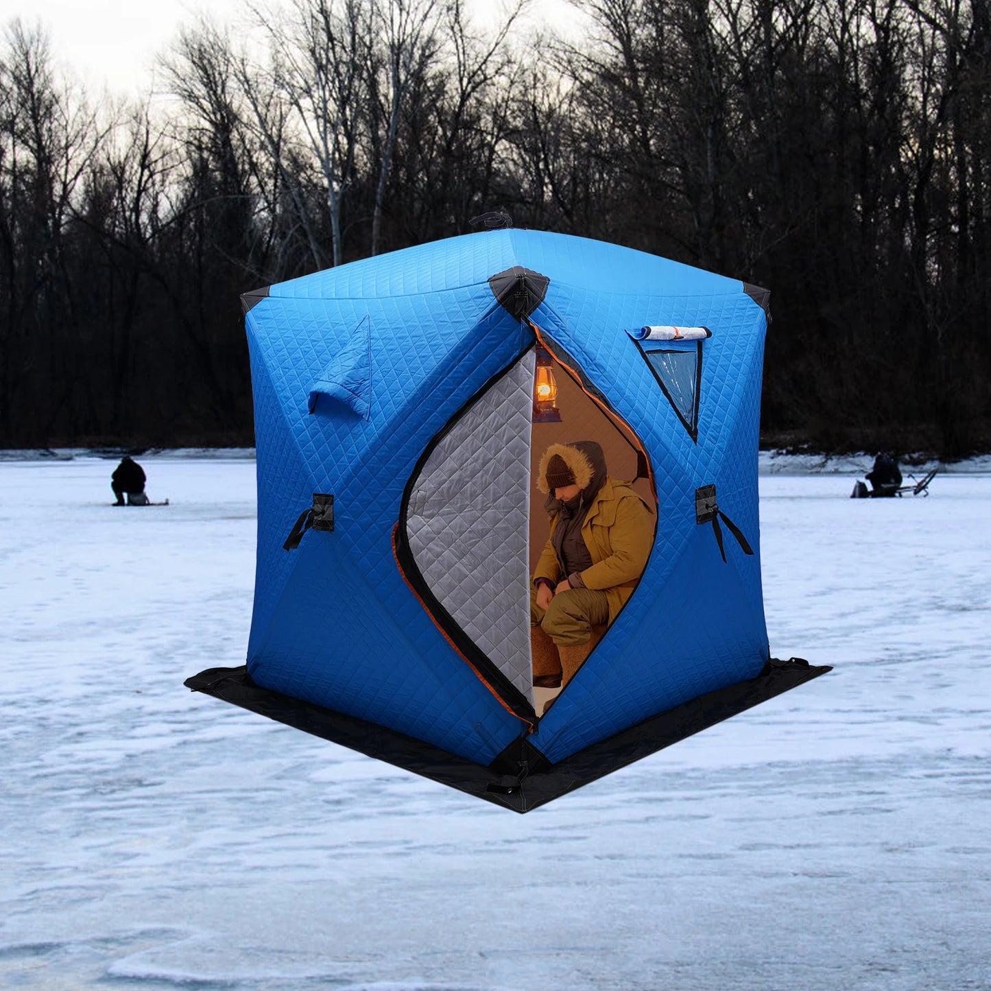 Insulated Ice Fishing Tent Portable Thermal Shelter Windproof Tent Freestanding for 1-2 People