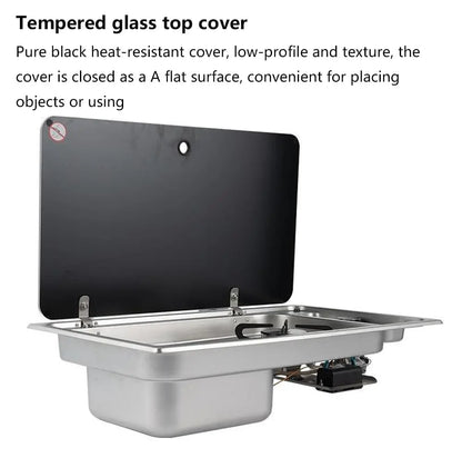 Integrated Gas Stove Sink Combination, Stainless Steel With Cover, Gas Camping Stove Burner
