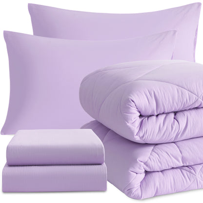 5 Piece Bedding Comforter Set. Breathable Bed in a Bag, Includes Comforter, Fitted Sheet, Top Sheet and Pillowcases