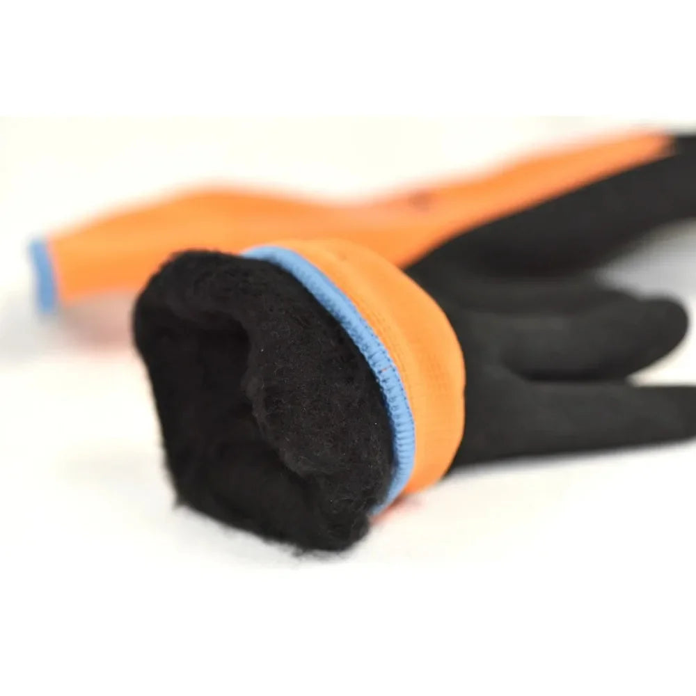 Men's winter gloves waterproof double layer latex coating, color orange, medium