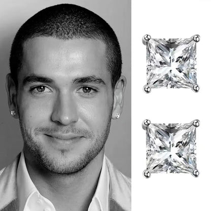 2pcs/pair S925 Moissanite Square Lab Created Stud Earrings, , Christmas Gifts