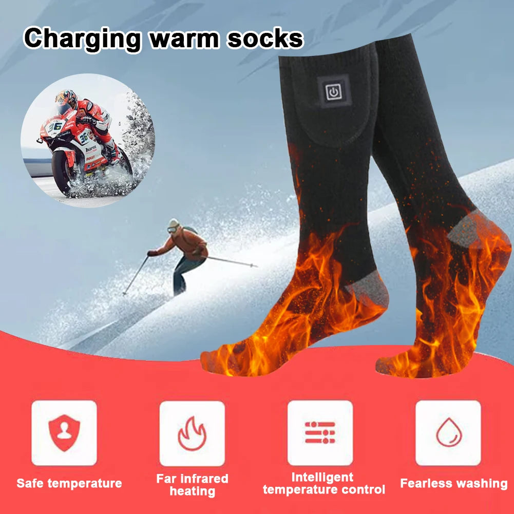 Electric Heated Socks 3 Level Temperature Cold-Proof Foot Warmers Outdoor Skiing Hiking