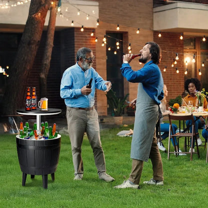 10Gallon Black Four Leg Ice Bucket Plastic Side Table Outdoor Beverage Cooler Portable Drink Storage Patio Party BBQ Camping