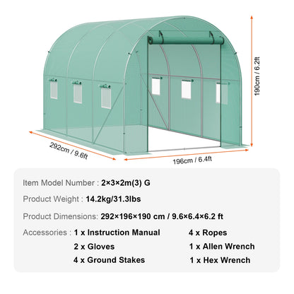 Walk-in Greenhouse Hoop House  Plant Hot House with Steel Frame Roll-up Zipper Door