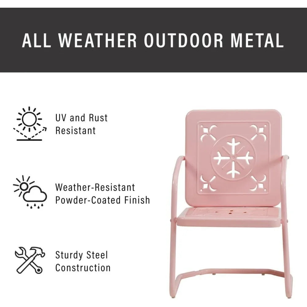 Vintage 3-Piece Outdoor Chair and Side Table Set , Retro Metal Patio Conversation