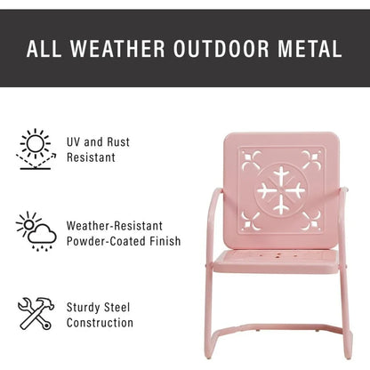Vintage 3-Piece Outdoor Chair and Side Table Set , Retro Metal Patio Conversation