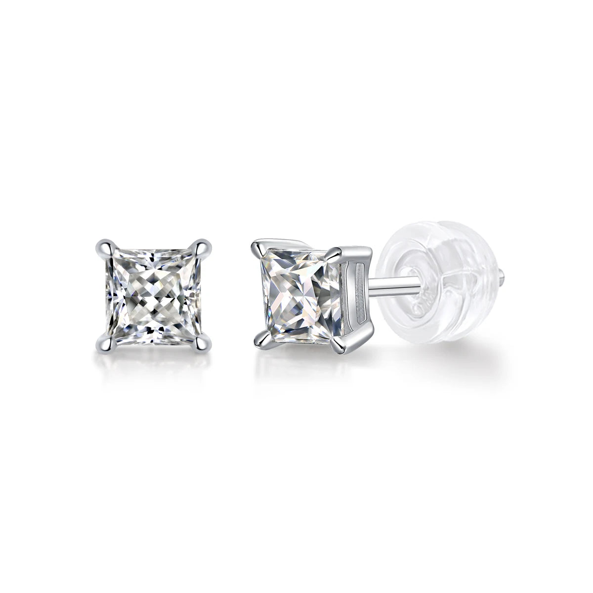 2pcs/pair S925 Moissanite Square Lab Created Stud Earrings, , Christmas Gifts