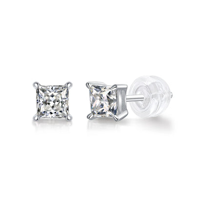 2pcs/pair S925 Moissanite Square Lab Created Stud Earrings, , Christmas Gifts