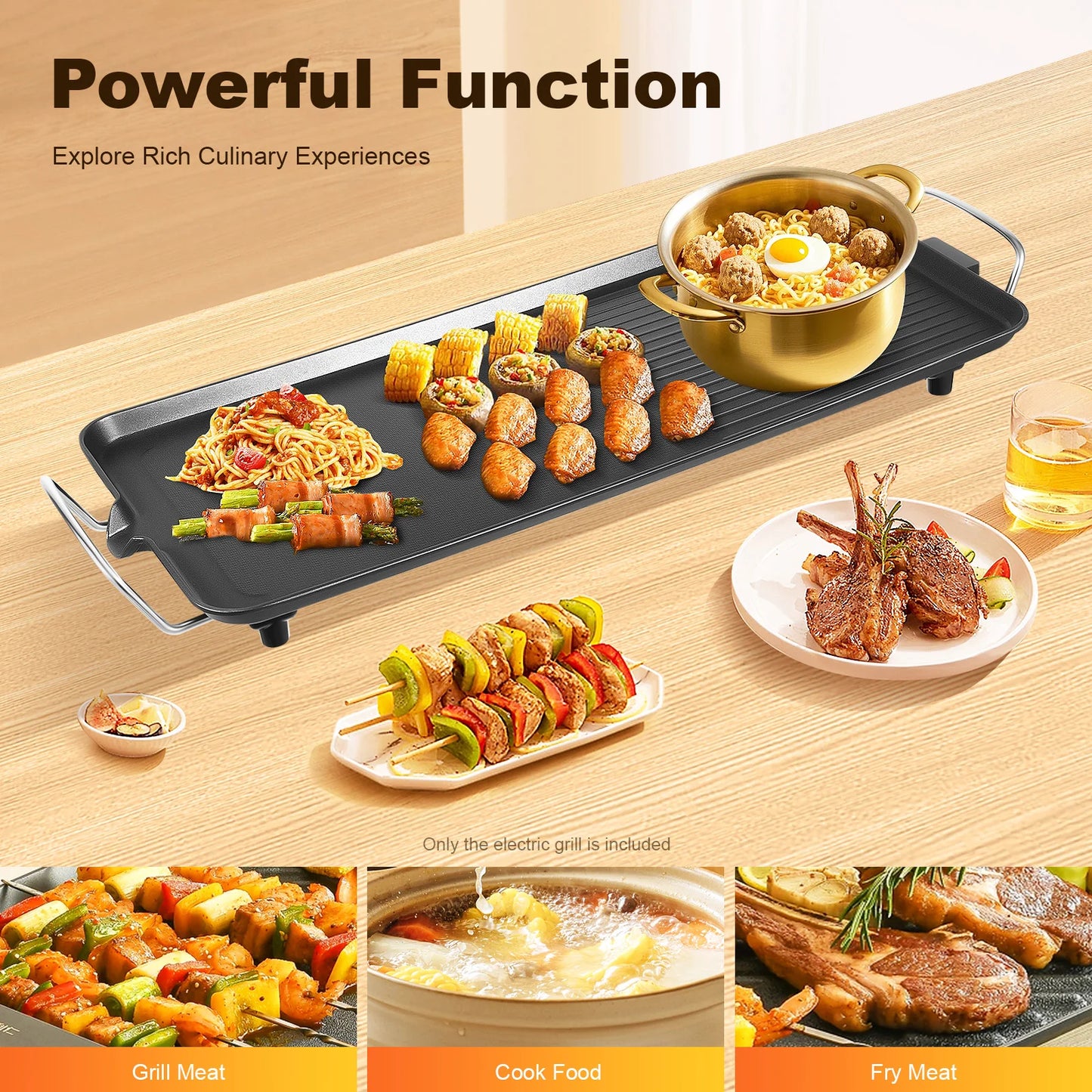 Electric Barbecue Grill, 110V Outdoor Camping, Picnic, Party, Temperature Range 0-250°, 68*28cm