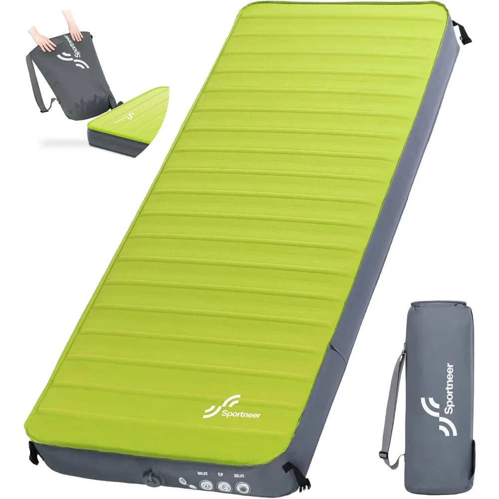 sleeping pad for camping: 4" ultra-thick air & foam mattress with 10 r value, large size 78" x 30"