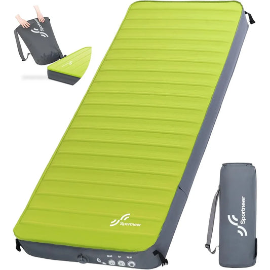 sleeping pad for camping: 4" ultra-thick air & foam mattress with 10 r value, large size 78" x 30"