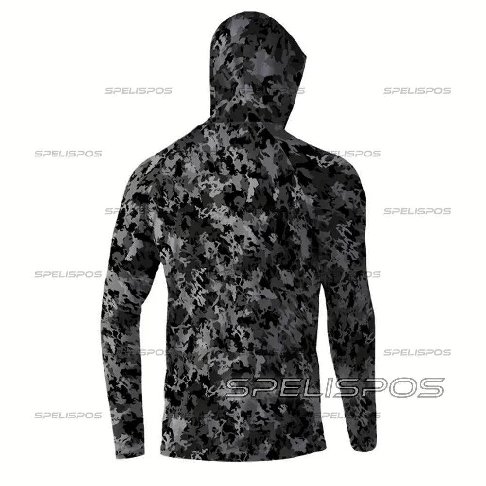 Fishing Hoodie Shirt Men Long Sleeve Sun Protection Hunting Jersey Fish Gear