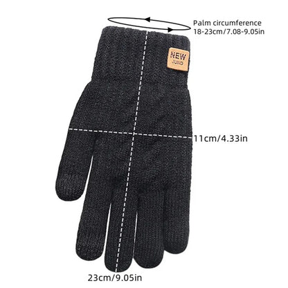 Men's Winter Touchscreen Gloves Solid Color Warm Thick Plush Riding Gloves for Cycling Running Driving Hiking MIAO-US