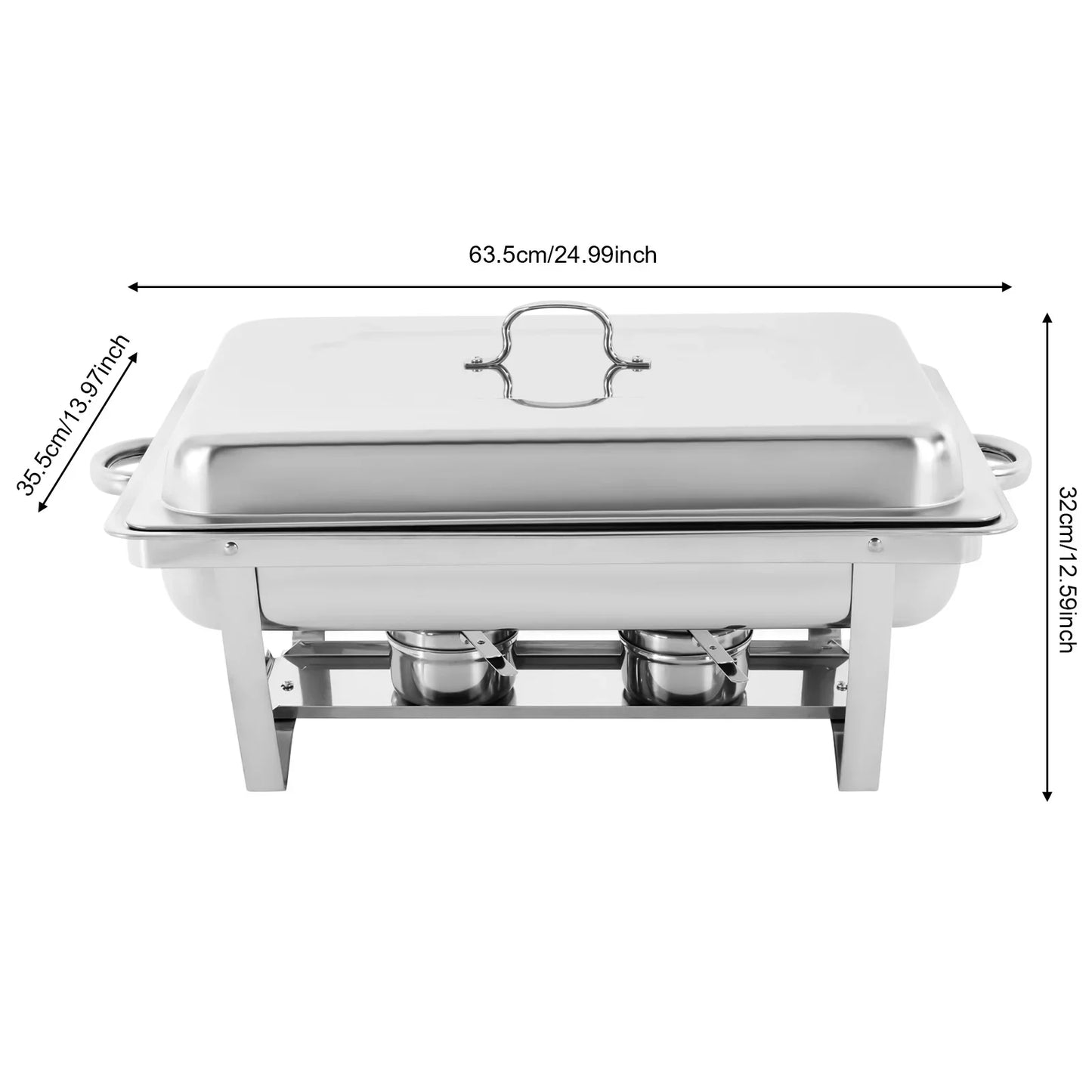 Chafing Dish Buffet Set, Self-service Stove Food Plates Stainless Steel Buffet Dishes with 3 Food Compartments