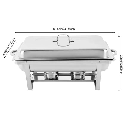 Chafing Dish Buffet Set, Self-service Stove Food Plates Stainless Steel Buffet Dishes with 3 Food Compartments