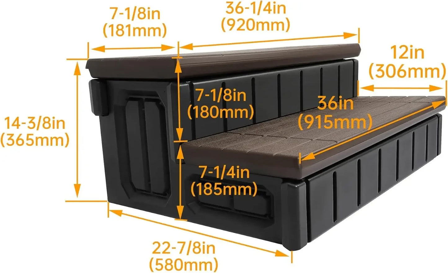 Storage Outdoor Indoor Compartment 2-Step Stool Plastic Handi Step Slip Resistant